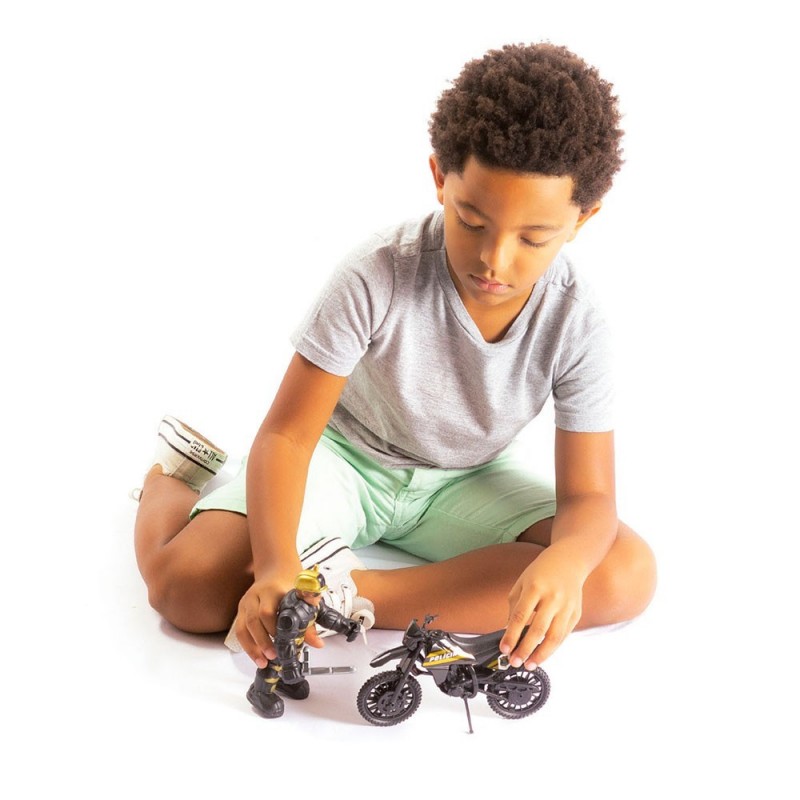 Kit Boneco + Moto Policial De Brinquedo Work Force Infantil - Feira da Madrugada SP