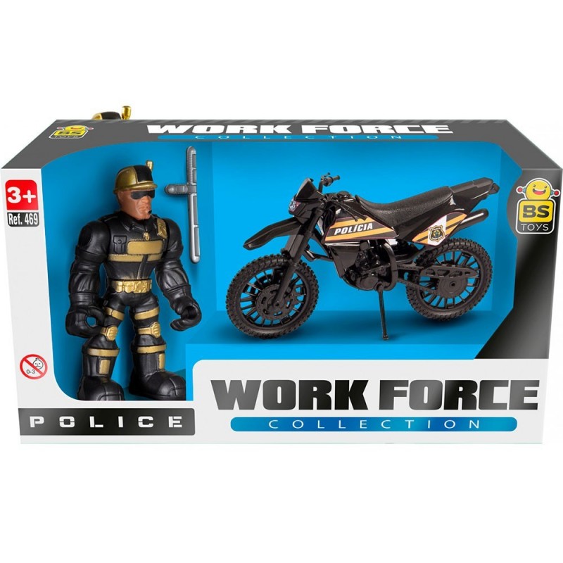 Kit Boneco + Moto Policial De Brinquedo Work Force Infantil - Feira da Madrugada SP