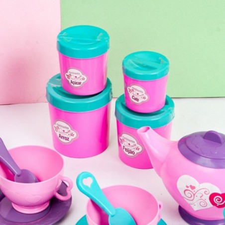 Kit Brincando De Cozinha Rosa Com 24 Peças Infantil