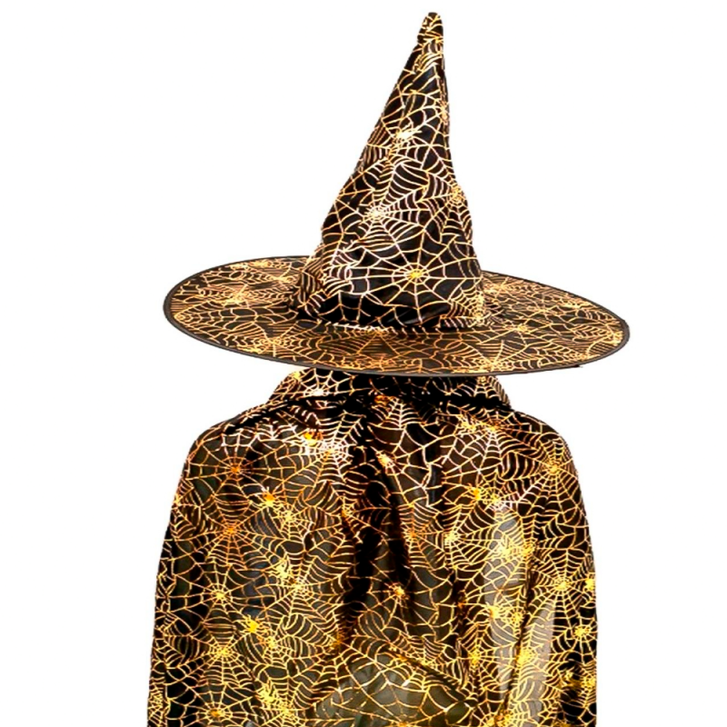 Kit Bruxa Fantasia Halloween Com Chapéu E Capa Estampado - Compre Agora!