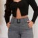 Calça Skinny Social Feminina Malha Cinto Embutido Cintura Alta