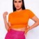 Blusa Cropped Manga Curta Com Amarração Canelado Feminino - Feira da Madrugada SP