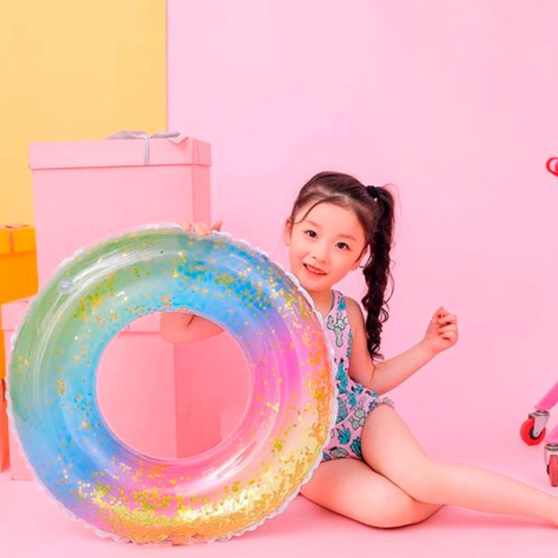 Boia Arco Íris Com Glitter Inflável Infantil Redonda 60 Cm Colorida - Feira da Madrugada SP