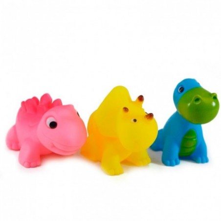 Kit 3 Dinossauros De Vinil Colorido Brinquedo Baby Infantil - Feira da Madrugada SP