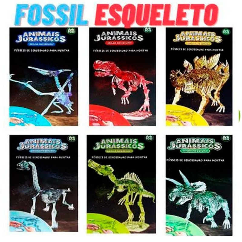 Fosseis De Dinossauro 3D Brilha No Escuro Brinquedo Infantil - Feira da Madrugada SP