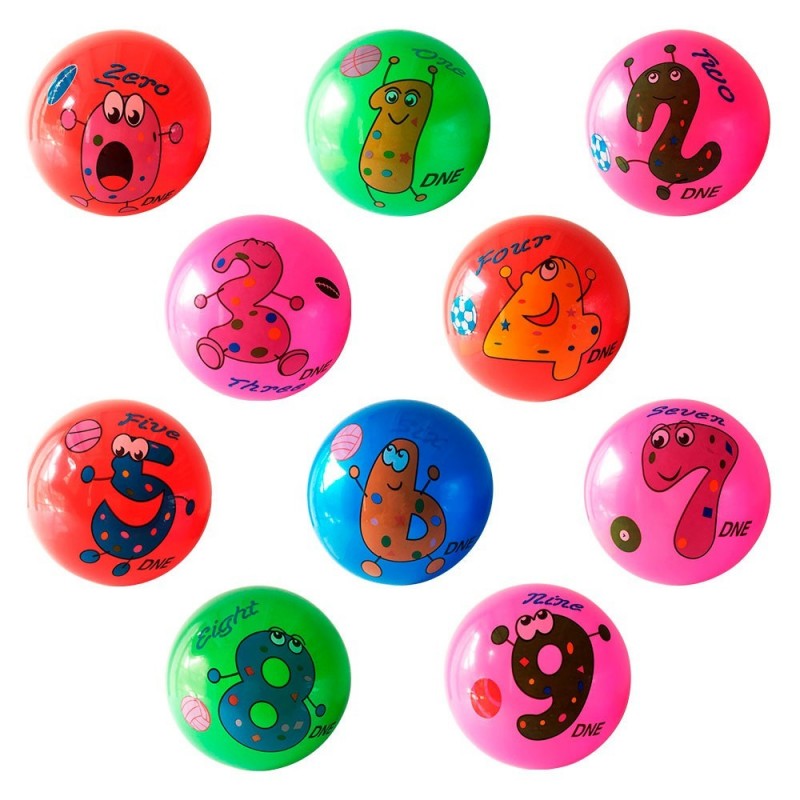 Bola De Vinil Com Números Estampado Colorida Infantil 22 Cm - Feira da Madrugada SP