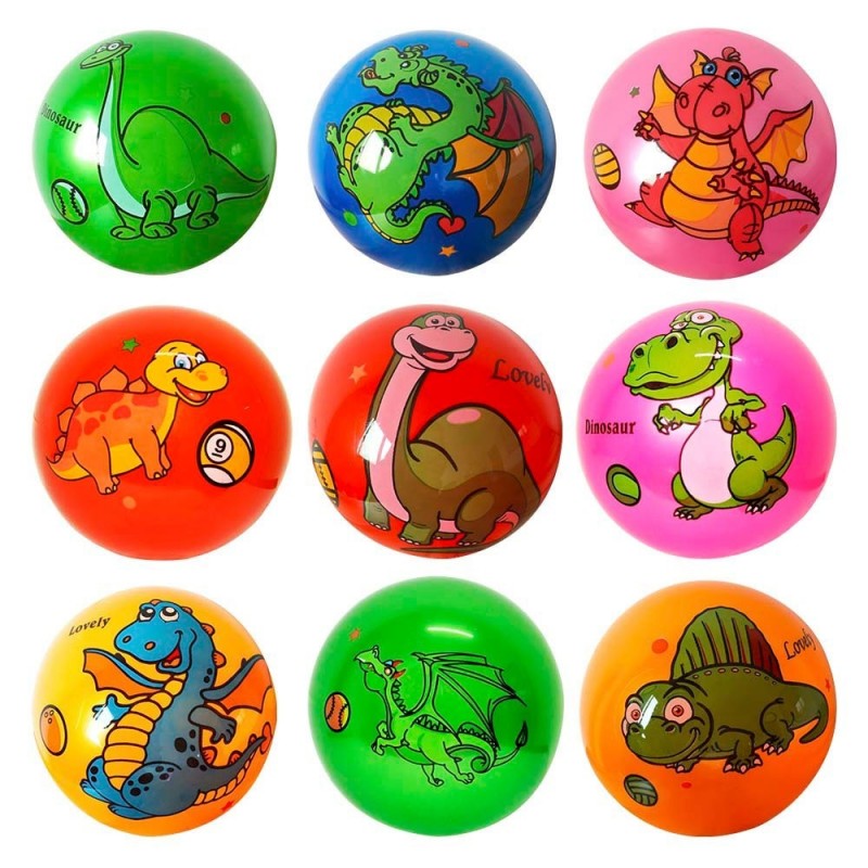 Bola De Vinil Dinossauro Baby Estampado Colorida Infantil 22 Cm - Feira da Madrugada Sp