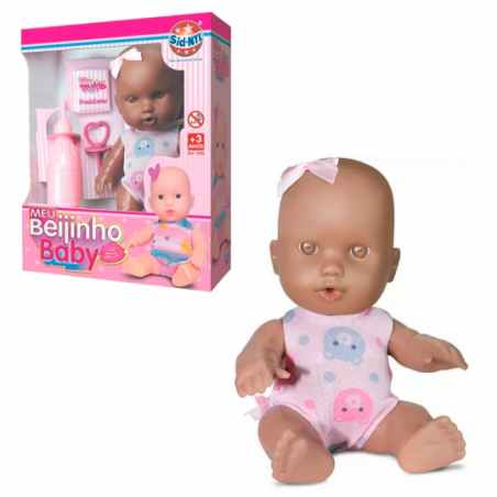 Boneca Meu Beijinho Baby Com Três Acessórios Negra