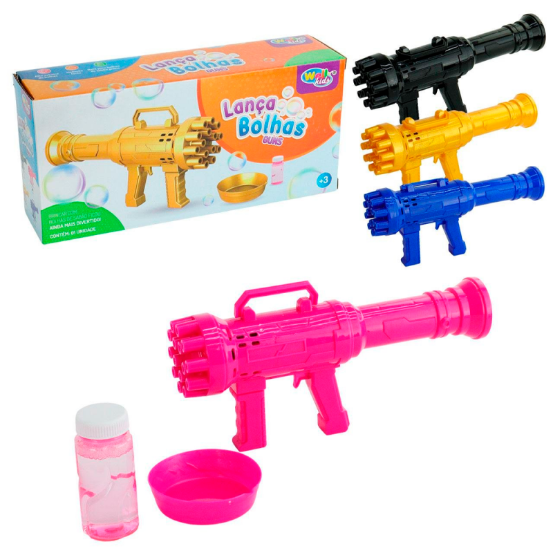 Pistola Lança Bolhas Guns À Pilha 23cm Colors Wellkids - Compre Agora!