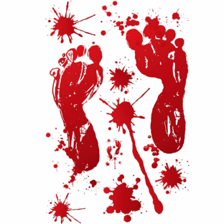 Cartela Adesivo Pés Com Sangue Enfeite Decorativo Halloween - Compre Agora!