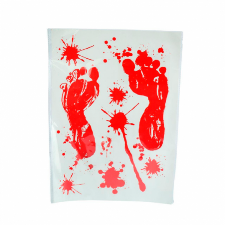 Cartela Adesivo Pés Com Sangue Enfeite Decorativo Halloween - Compre Agora!