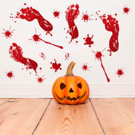 Cartela Adesivo Pés Com Sangue Enfeite Decorativo Halloween - Compre Agora!