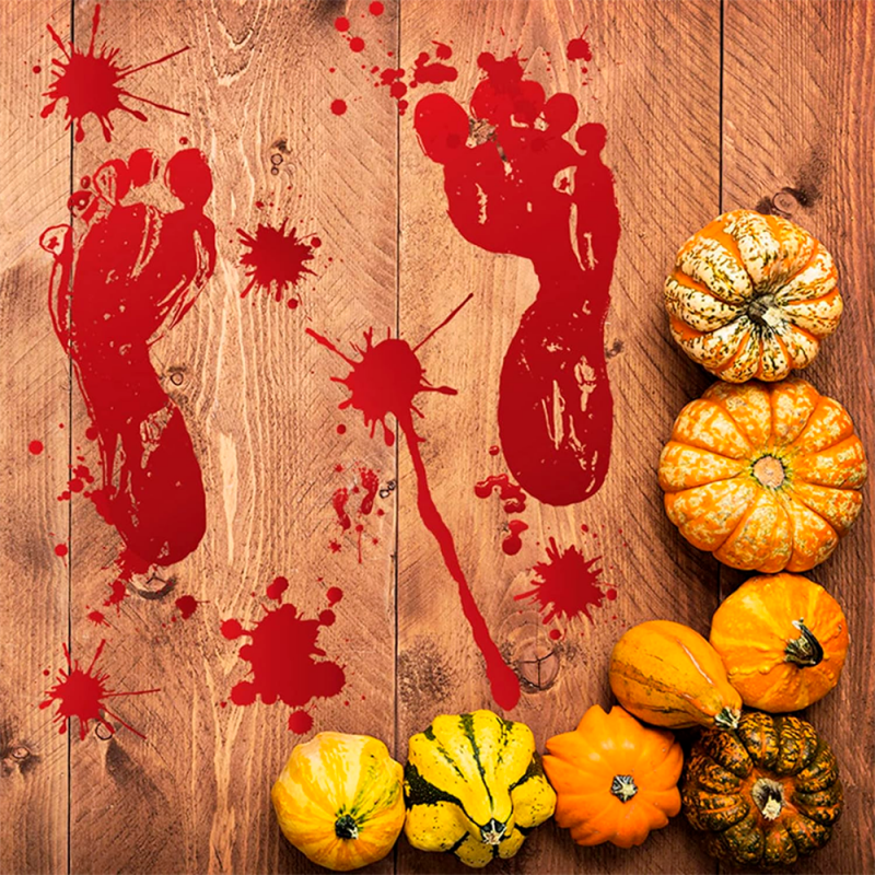Cartela Adesivo Pés Com Sangue Enfeite Decorativo Halloween - Compre Agora!