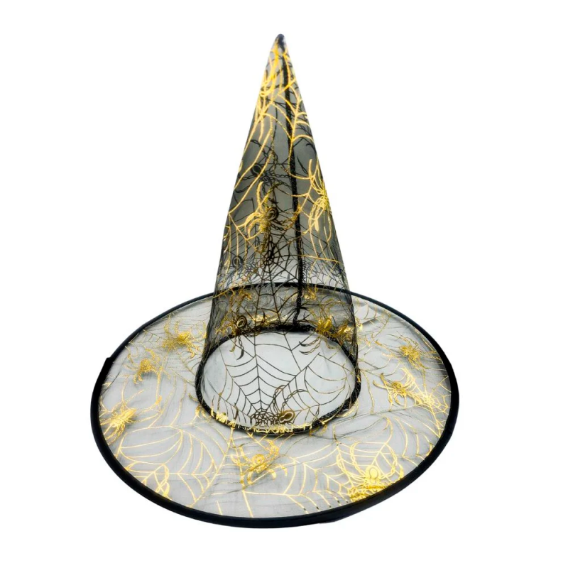 Chapéu de Bruxa Preto Com Teia Glitter Halloween - Compre Agora!