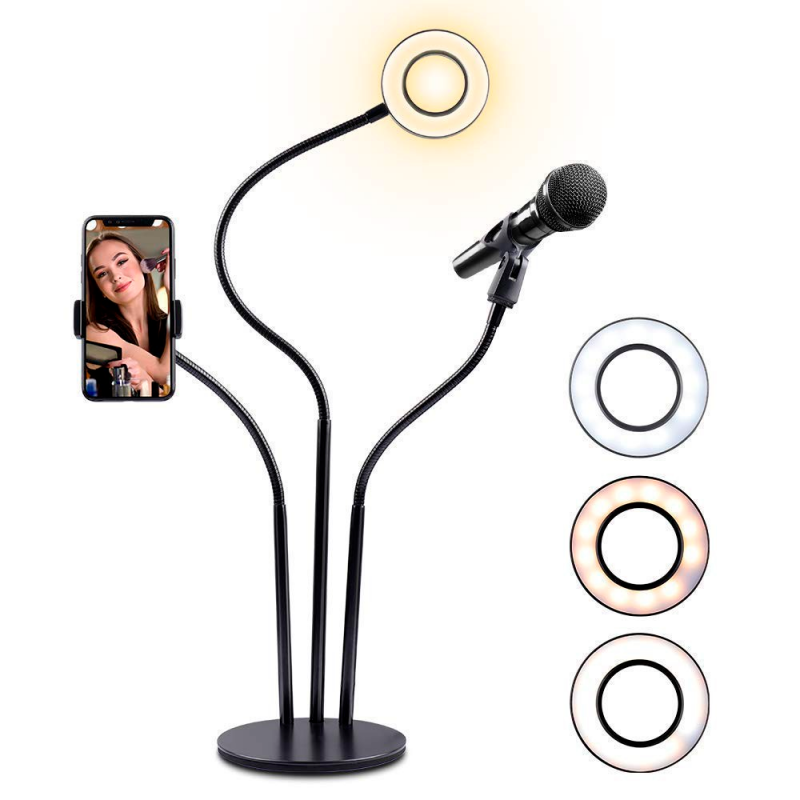 Suporte 3 Em 1 Para Gravações Ring Light Led De Mesa - Compre Agora!