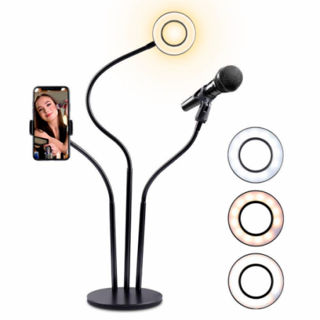 Suporte 3 Em 1 Para Gravações Ring Light Led De Mesa - Compre Agora!