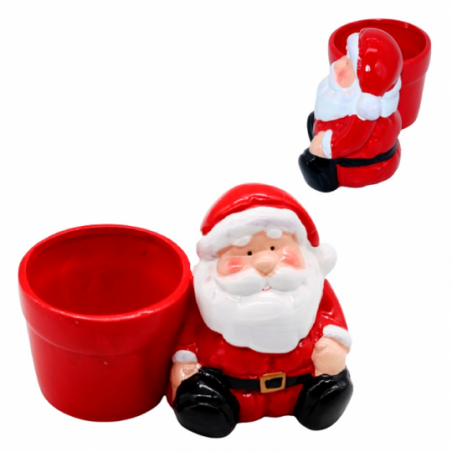 Enfeite Natal Porcelana Papai Noel Com Porta Vela Castical