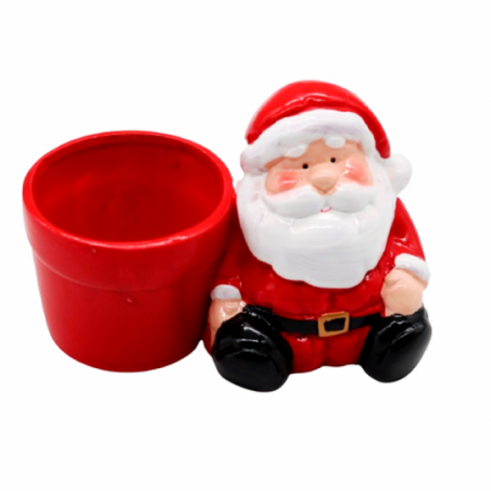 Enfeite Natal Porcelana Papai Noel Com Porta Vela Castical