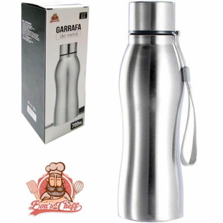 Garrafa Squeeze De Inox Com Alça Prata 700ml - Compre Agora!