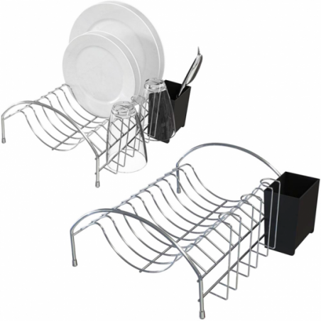 Escorredor De Louças Compacto Aço Cromado Porta Talher Prata - Compre Agora!