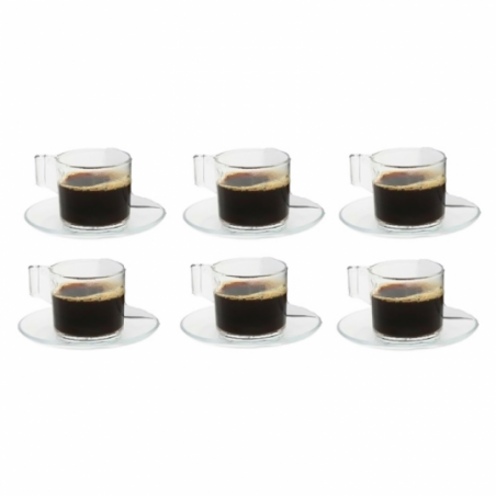 Jogo De Xícara Vidro Com Pires 12 Peças Para Chá Café 90ml - Compre Agora!
