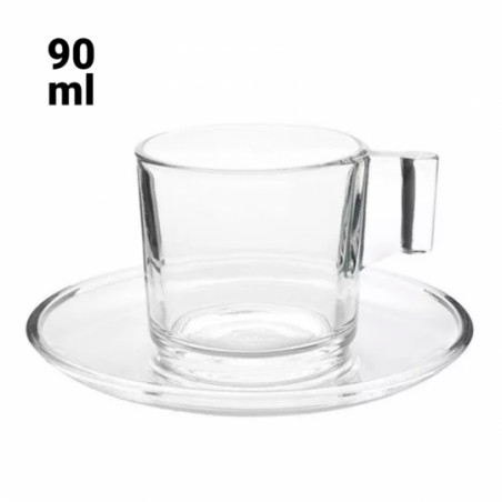 Jogo De Xícara Vidro Com Pires 12 Peças Para Chá Café 90ml - Compre Agora!