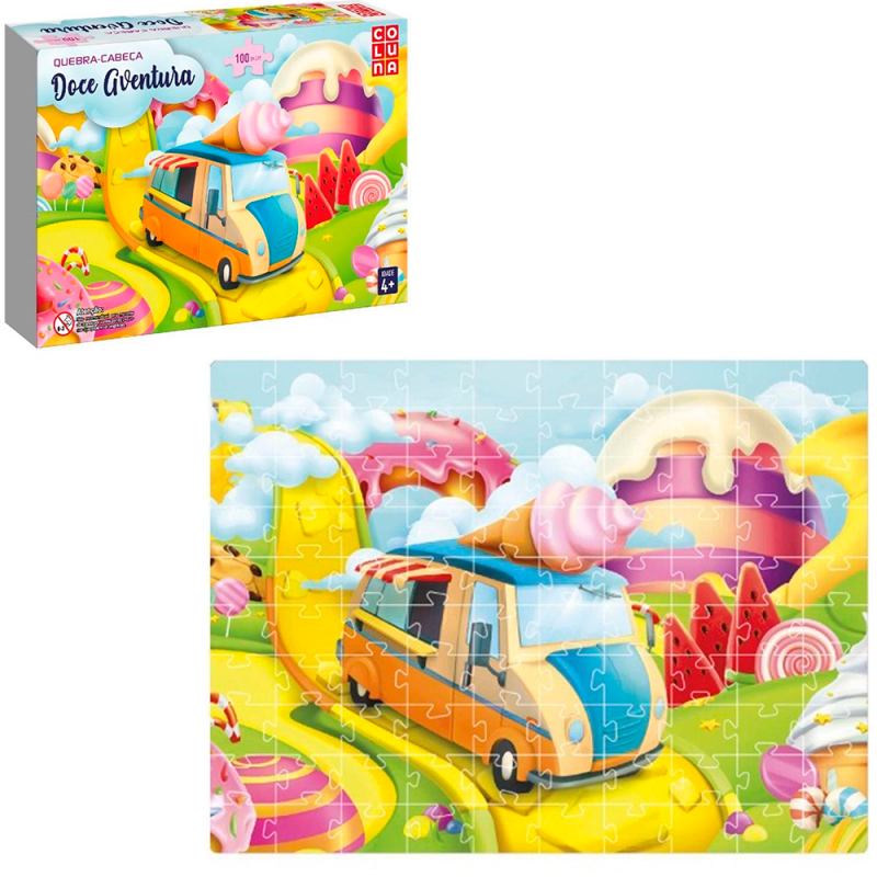 Brinquedo Quebra-Cabeça Doce Aventura Cartonado 100 Peças - Compre Agora!