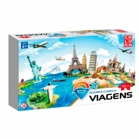 Brinquedo Jogo Quebra-Cabeça 100 Peças Tema Viagens - Compre Agora!