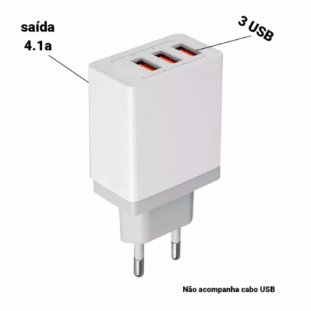 Fonte Carregador De Celular Rápido 3 USB 4.1a - Compre Agora!