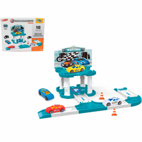 Estacionamento Pista Carros Racing 18 Peças Brinquedo - Feira Da Madrugada SP