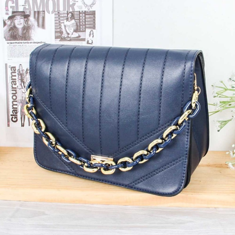 Bolsa Transversal Feminina Estruturada Detalhe Dourado - Compre Agora!