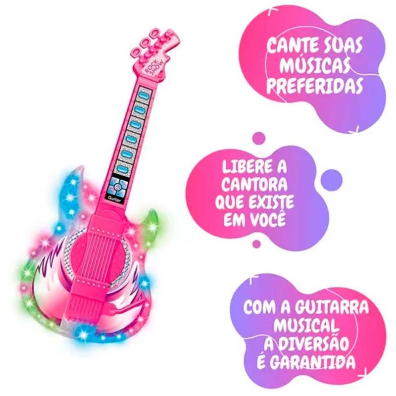 Kit Musical Com Guitarra Microfone Brinquedo Conexão MP3 - Compre Agora!