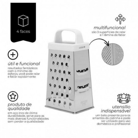 Ralador De Alimentos 4 Faces De Metal Com Alça Plástica - Compre Agora!
