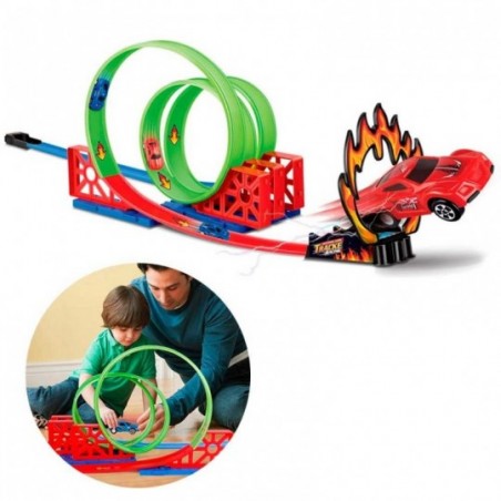 Pista Com Lançador Duplo 360° De 14 Peças Brinquedo - Feira Da Madrugada SP