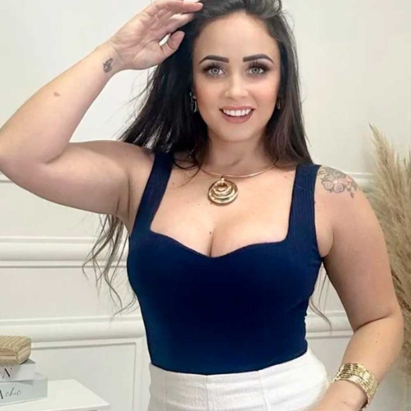 Body Feminino Decote Coração Alça Grossa Com Bojo - Feira Da Madrugada SP