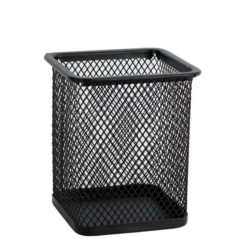 Porta Caneta Organizador Quadrado De Mesa Aramado Preto - Feira Da Madruagda SP