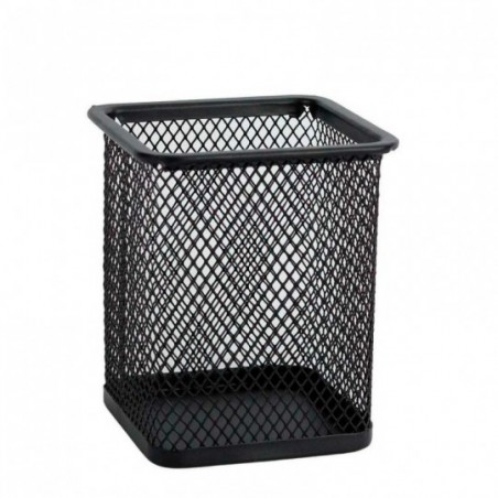 Porta Caneta Organizador Quadrado De Mesa Aramado Preto - Feira Da Madruagda SP
