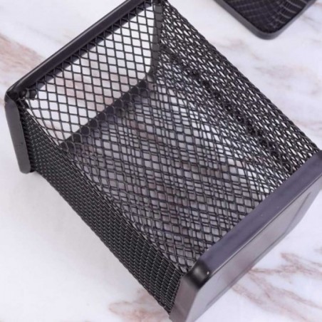Porta Caneta Organizador Quadrado De Mesa Aramado Preto - Feira Da Madruagda SP