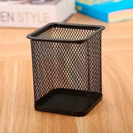 Porta Caneta Organizador Quadrado De Mesa Aramado Preto - Feira Da Madruagda SP