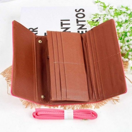 Carteira Feminina Elegante Grande Com Botão Decorativo - Compre Agora!