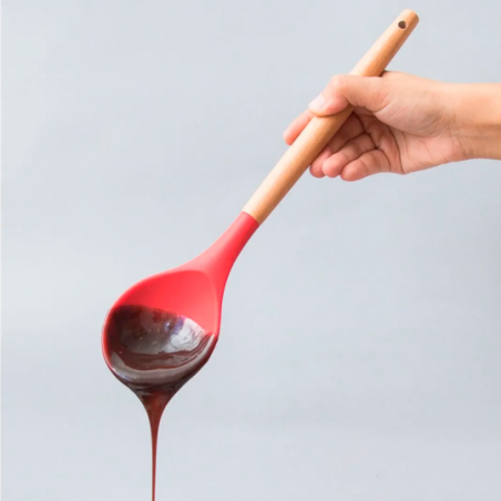 Colher De Silicone Multiuso Com Cabo De Madeira - Feira Da Madrugada SP