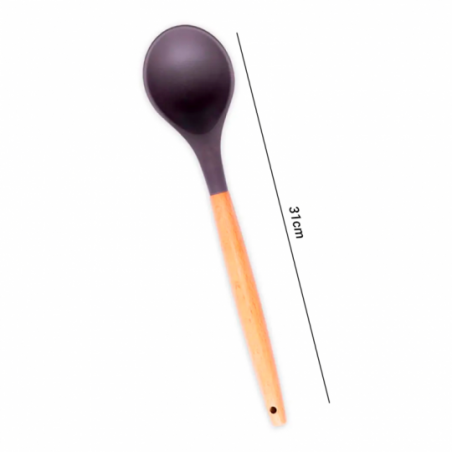 Colher De Silicone Multiuso Com Cabo De Madeira - Feira Da Madrugada SP
