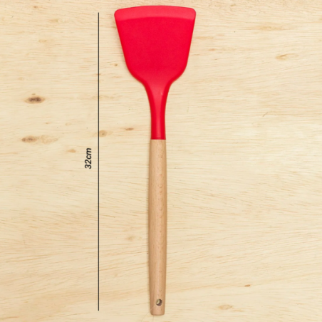 Espátula Lisa Silicone Com Cabo De Madeira 32cm - Feira Da Madrugada SP