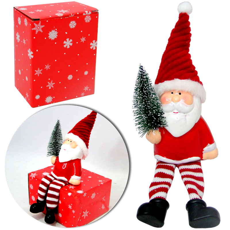 Enfeite Boneco De Cerâmica Sentado De Natal Variado