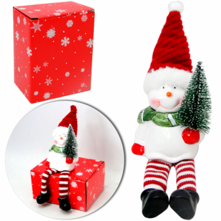 Enfeite Boneco De Cerâmica Sentado De Natal Variado