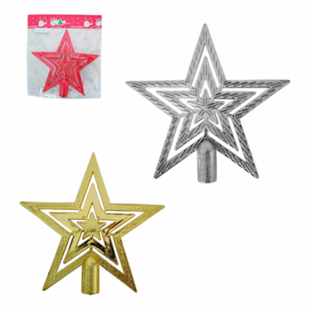 Estrela Ponteira Plástica Vazada Colorida 14X13,5