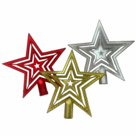 Estrela Ponteira Plástica Vazada Colorida 14X13,5