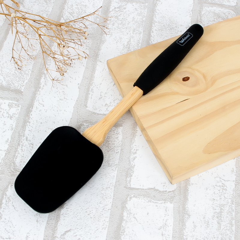 Espátula Multiuso Cabo Madeira Silicone 25,5Cm - Feira Da Madrugada SP