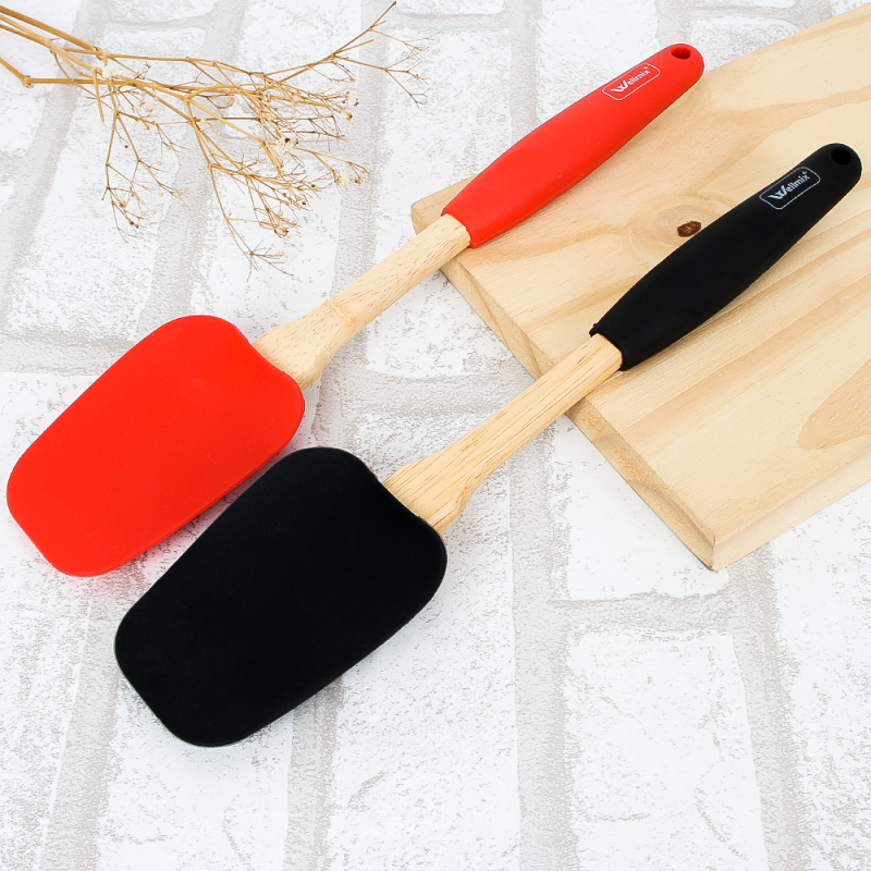 Espátula Multiuso Cabo Madeira Silicone 25,5Cm - Feira Da Madrugada SP