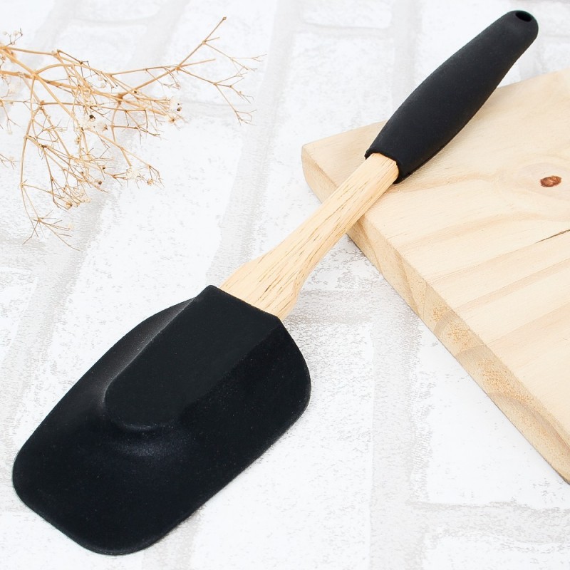 Espátula Multiuso Cabo Madeira Silicone 25,5Cm - Feira Da Madrugada SP